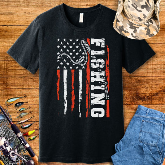 American Flag Fishing T Shirt