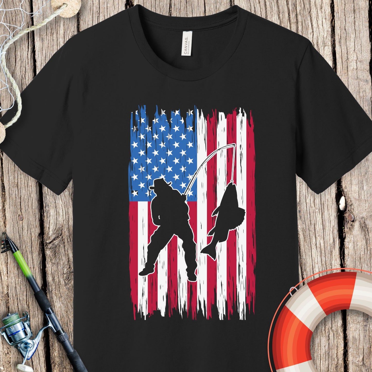 American Flag Fishing T-Shirt