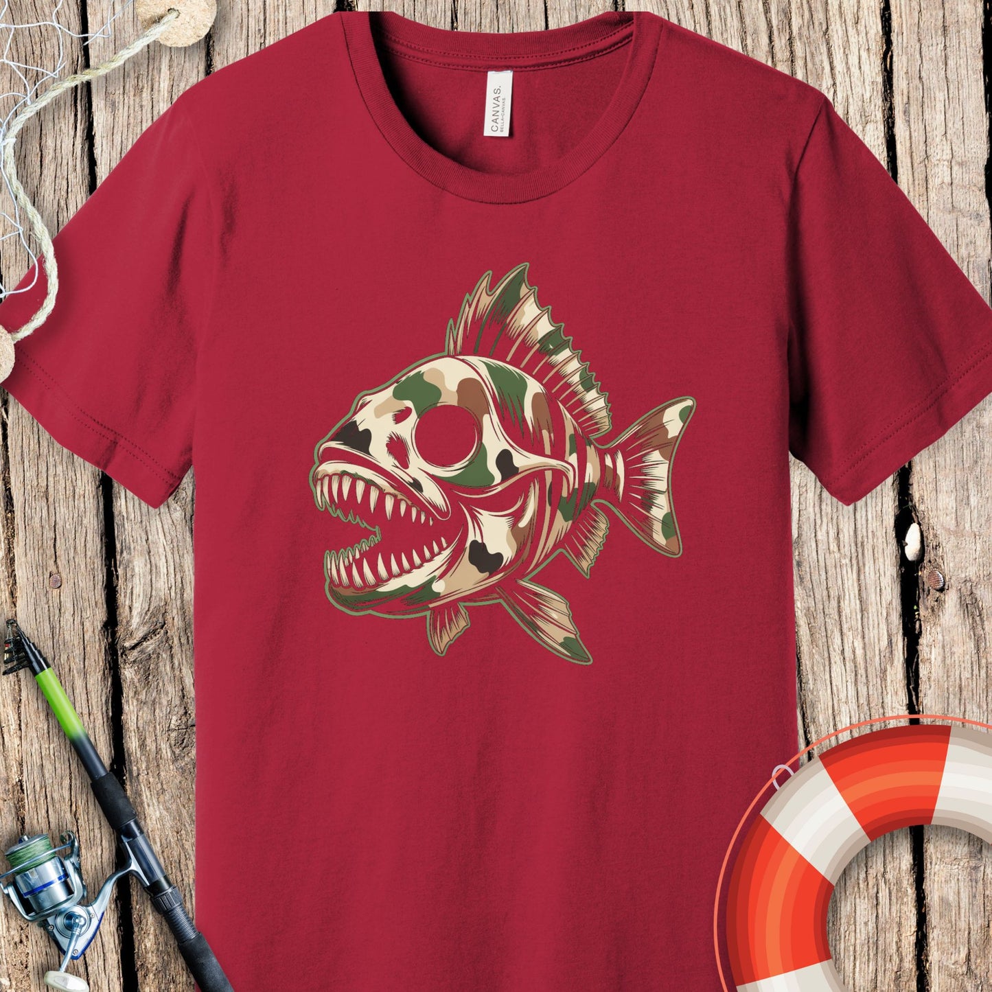 Camo Skeleton Fish T-Shirt