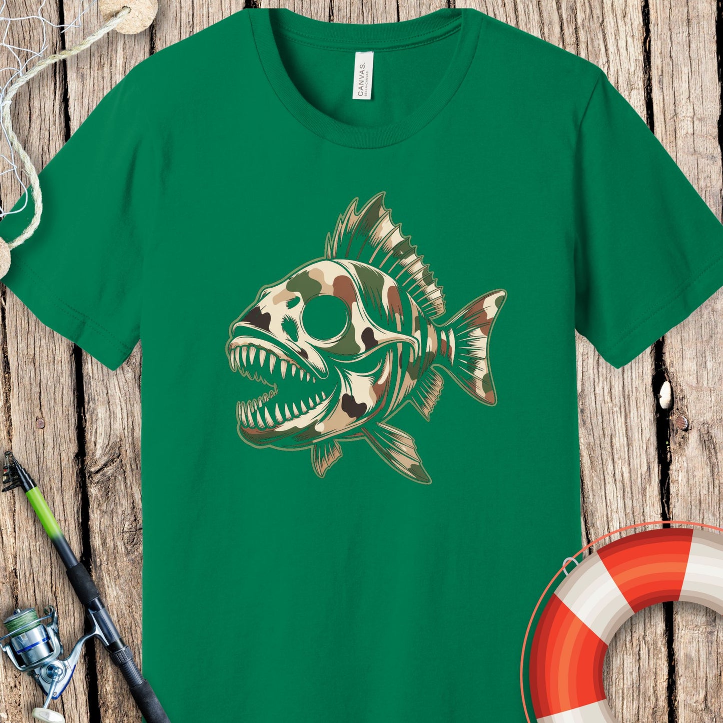Camo Skeleton Fish T-Shirt