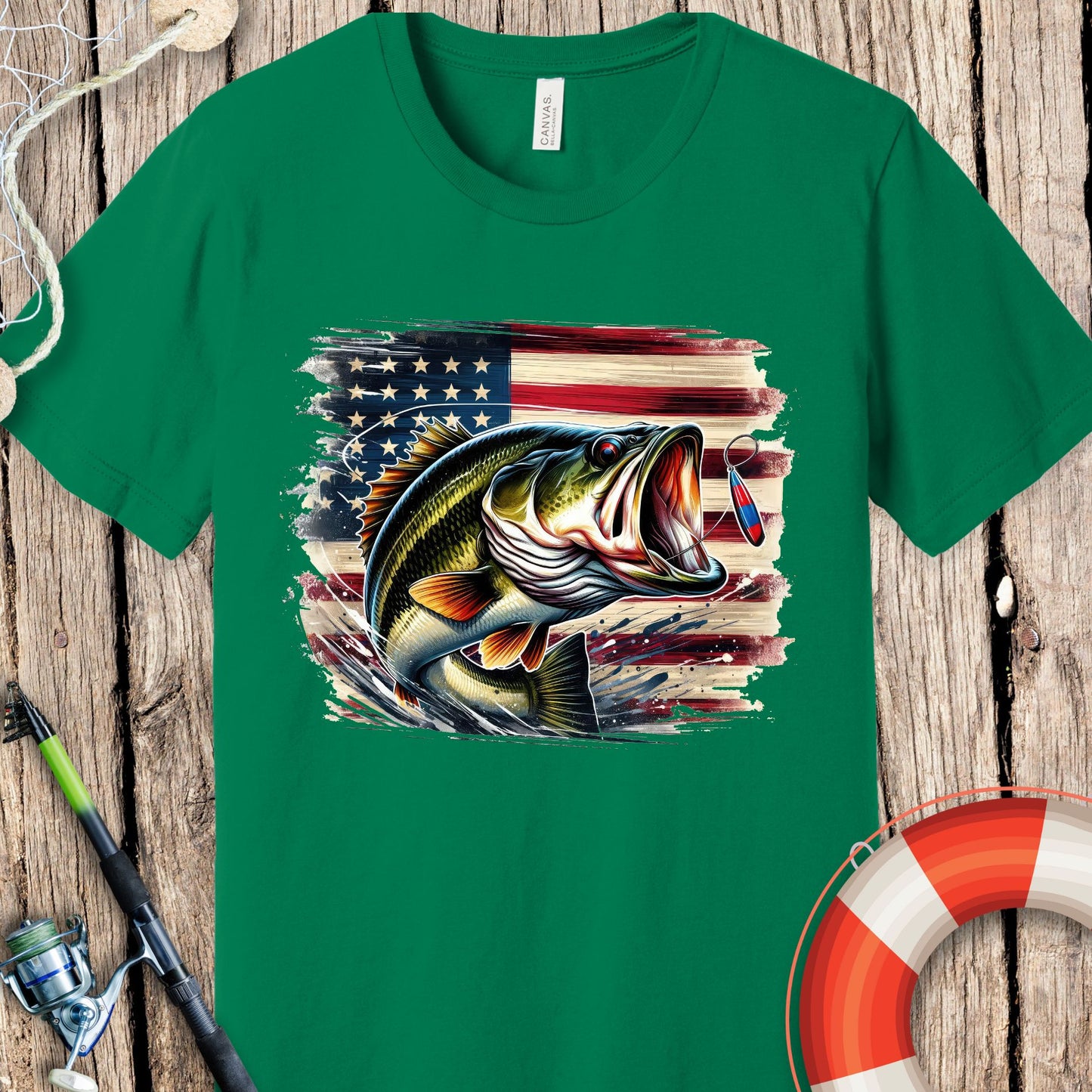 Fish American Flag T-Shirt