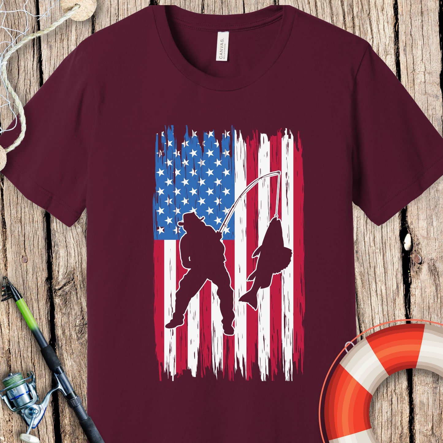 American Flag Fishing T-Shirt
