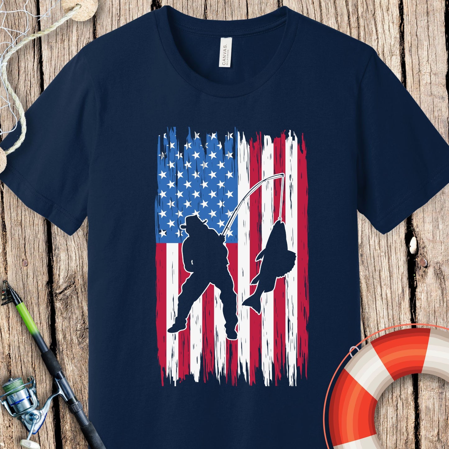American Flag Fishing T-Shirt