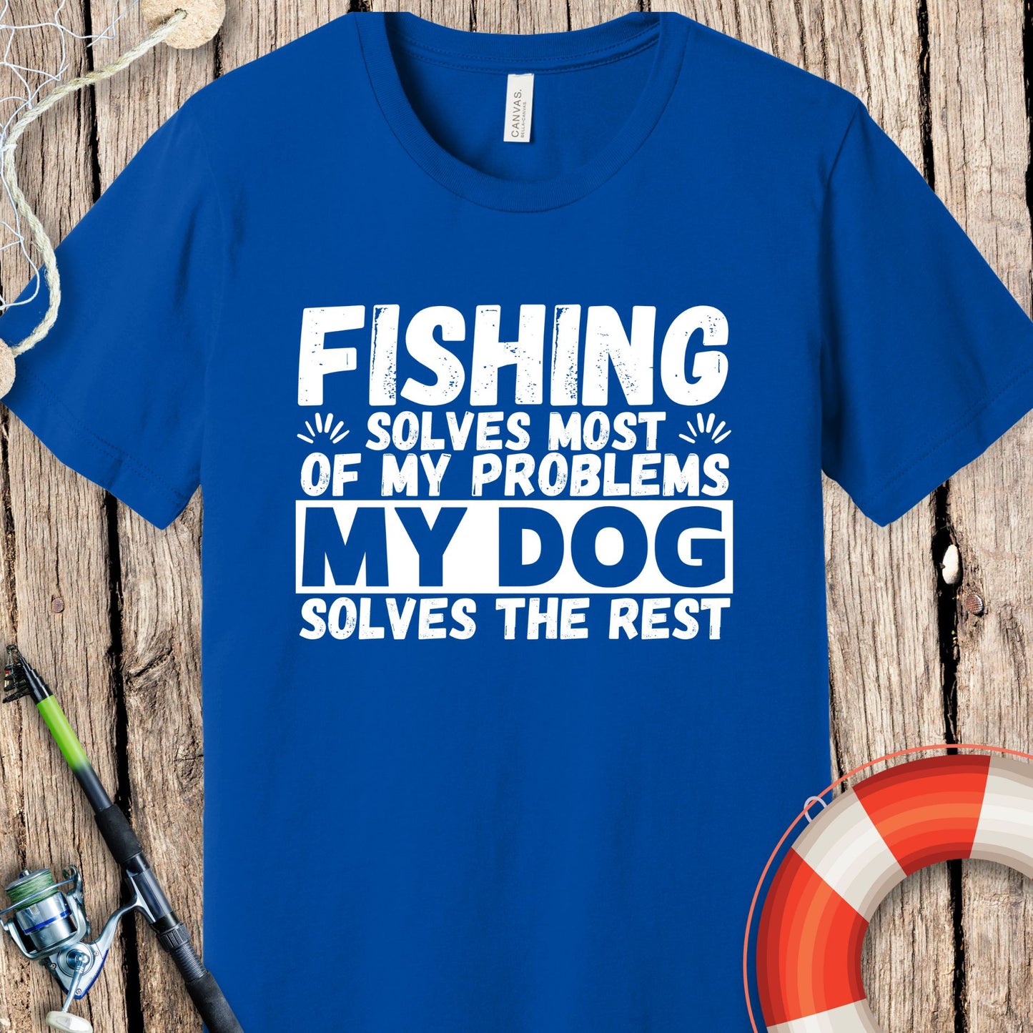 Fishing Solves Problems Dog T-Shirt