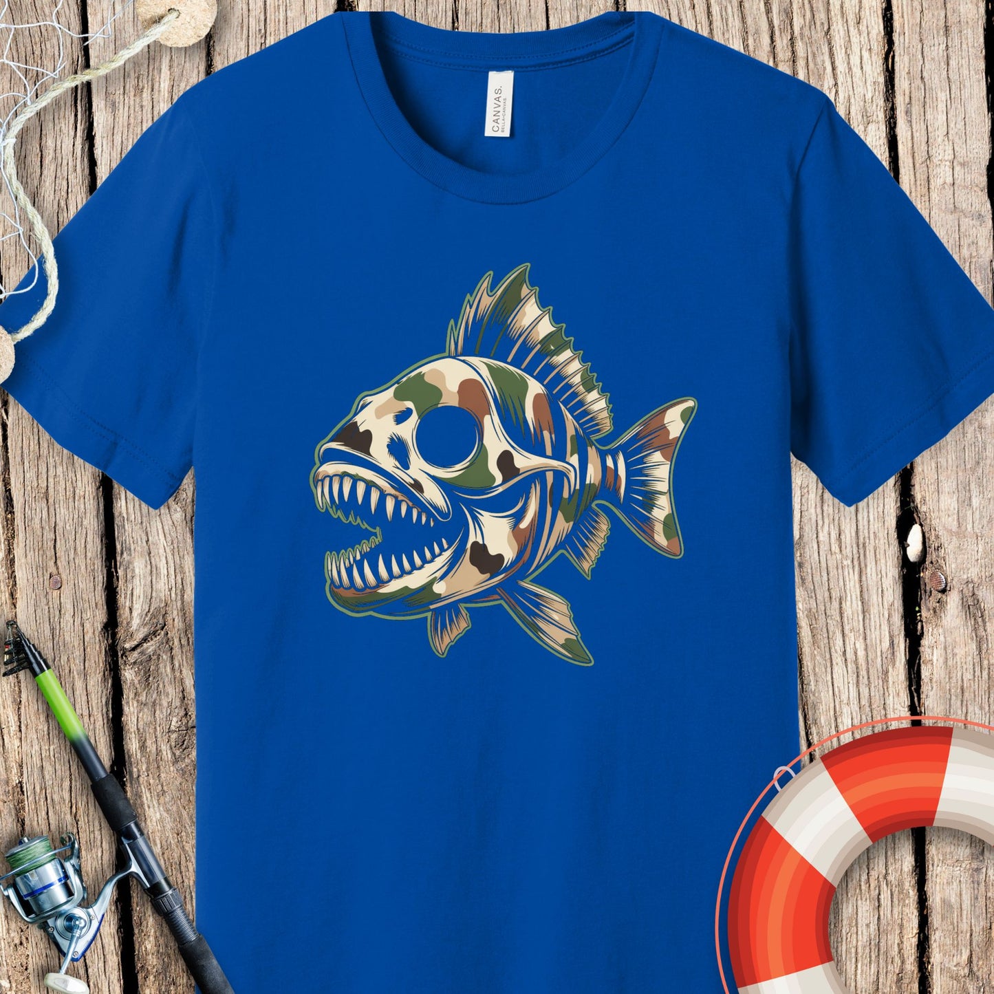 Camo Skeleton Fish T-Shirt