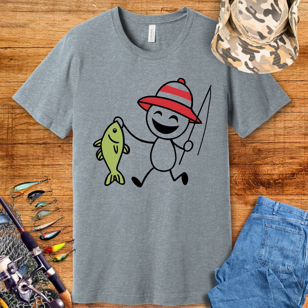 Stick Man Fishing T-Shirt