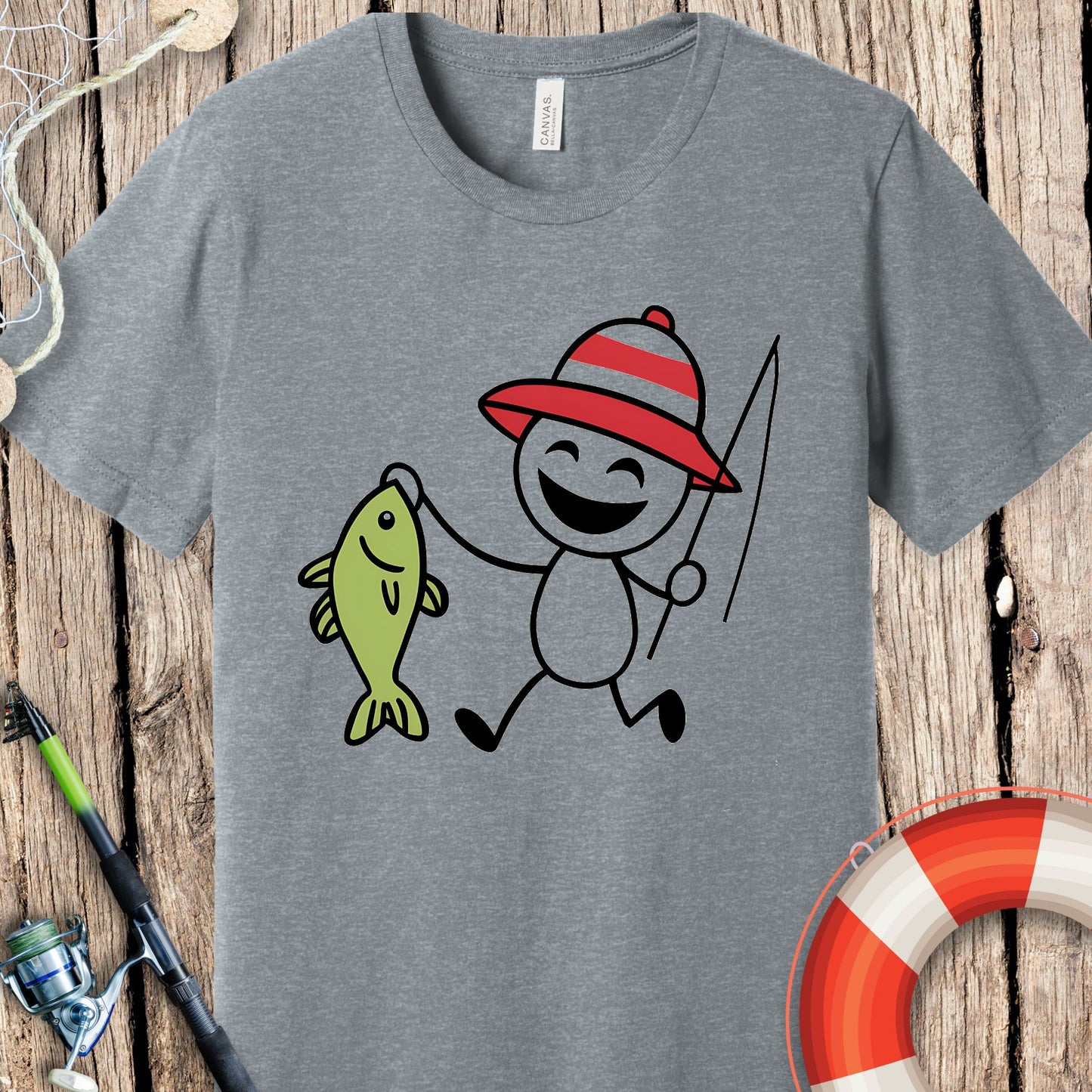 Stick Man Fishing T-Shirt