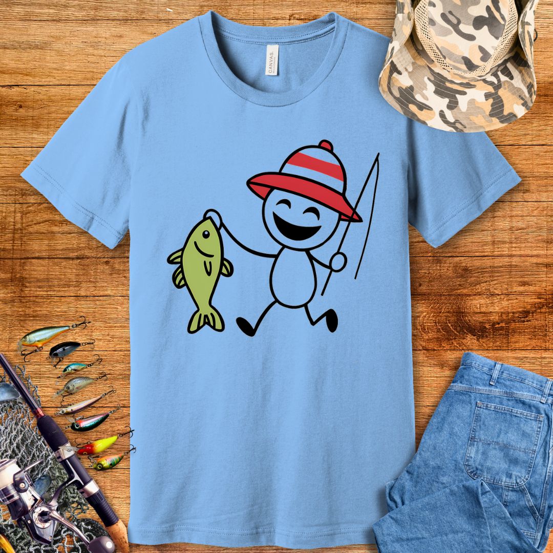 Stick Man Fishing T-Shirt