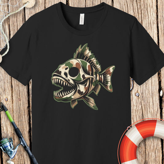 Camo Skeleton Fish T-Shirt