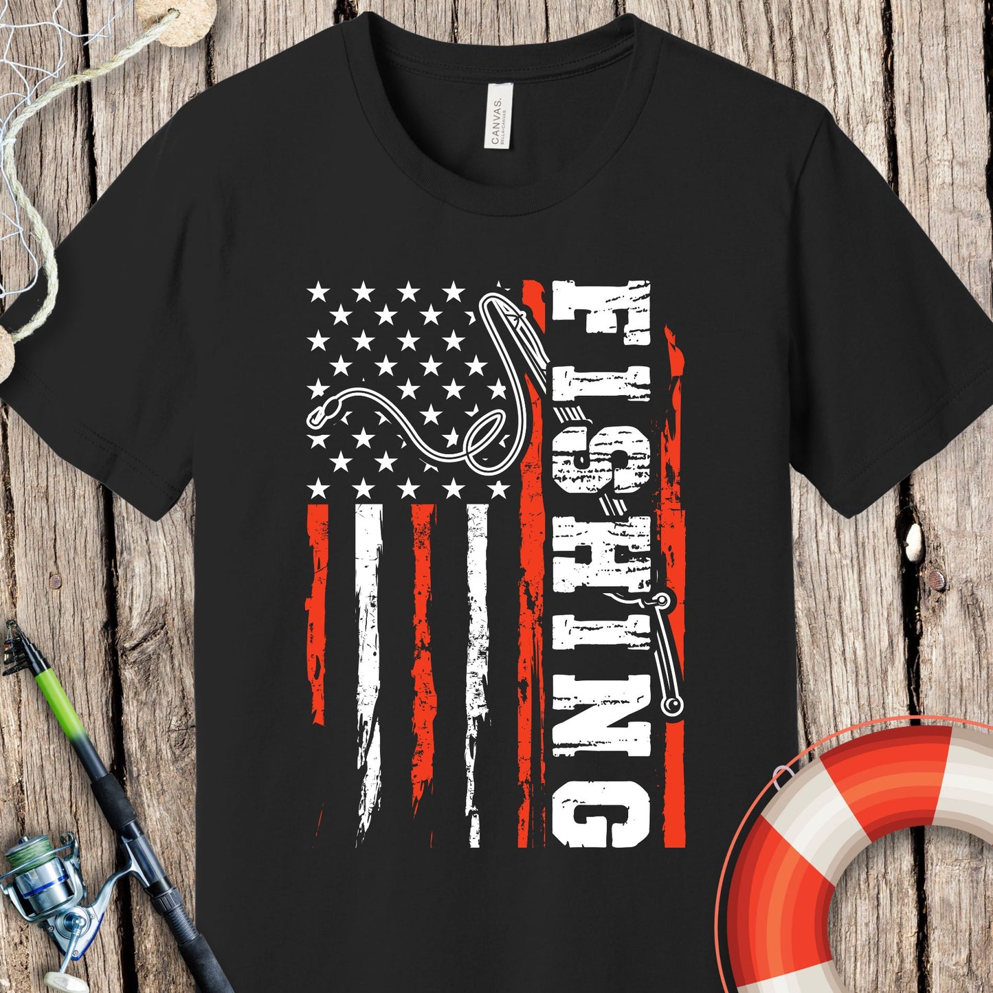 American Flag Fishing T-Shirt