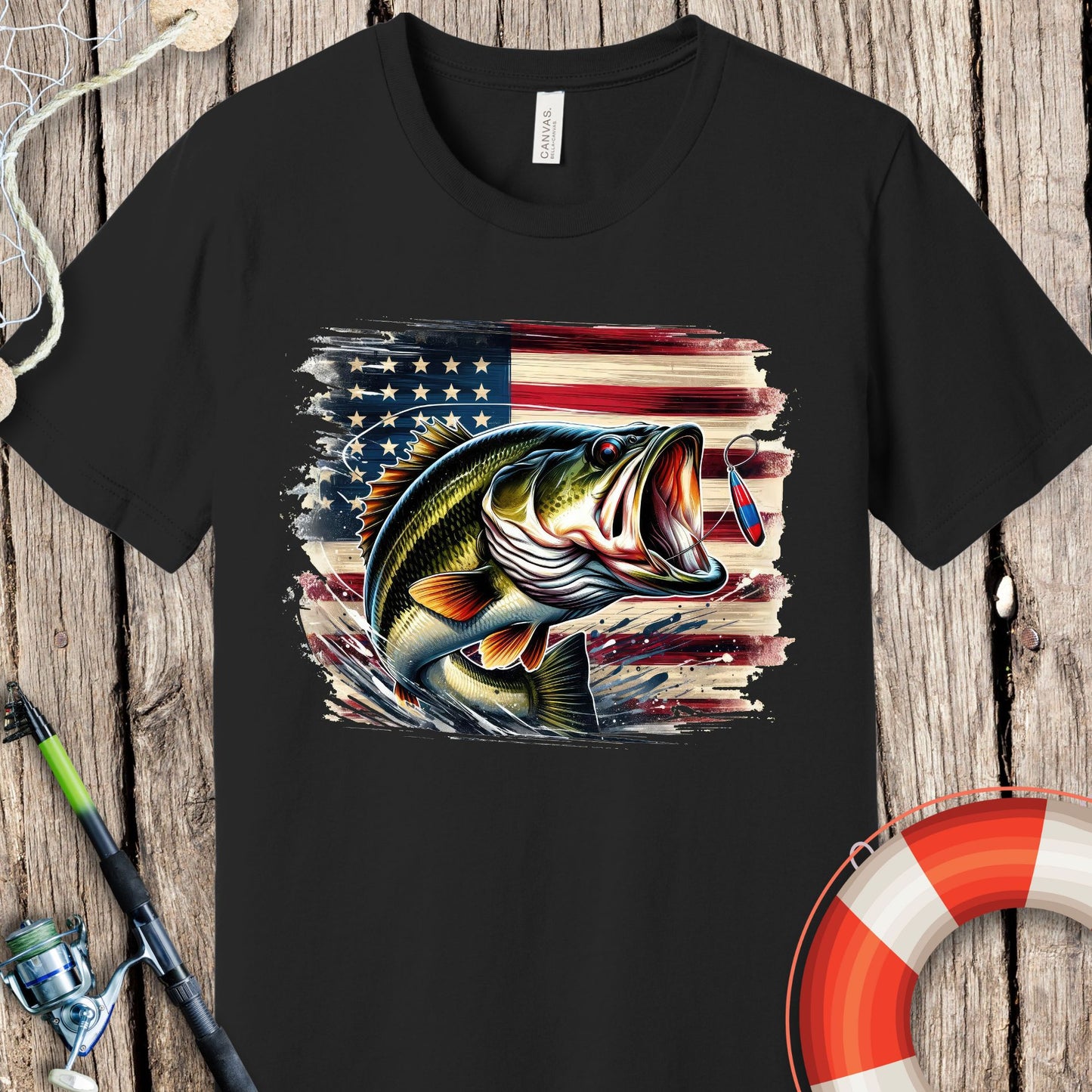 Fish American Flag T-Shirt