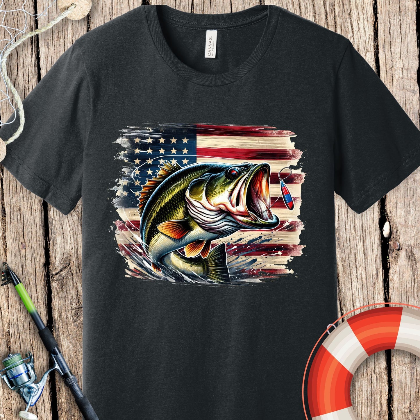 Fish American Flag T-Shirt