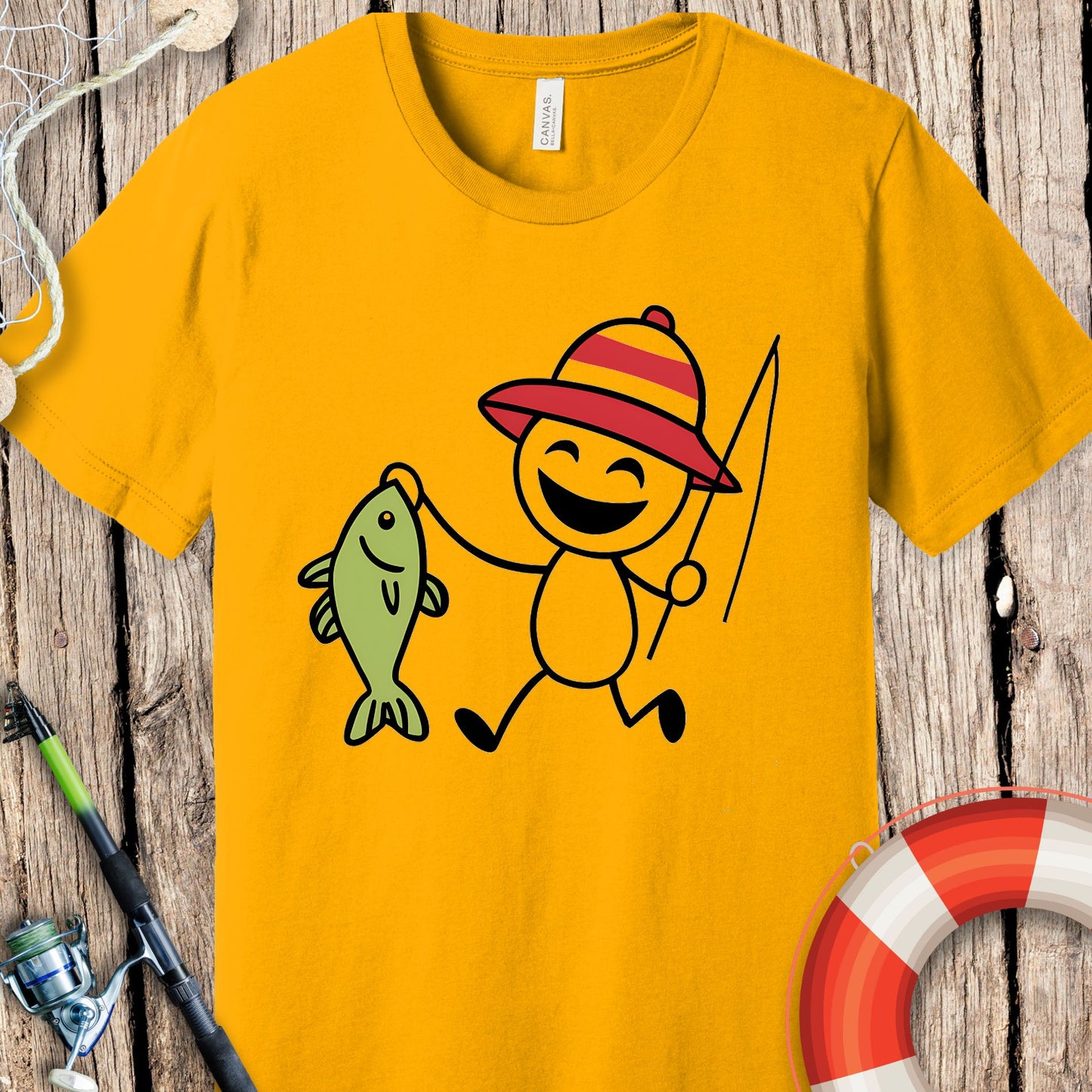 Stick Man Fishing T-Shirt