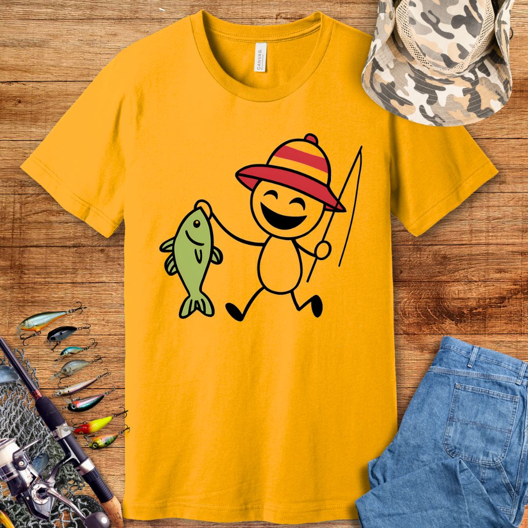 Stick Man Fishing T-Shirt