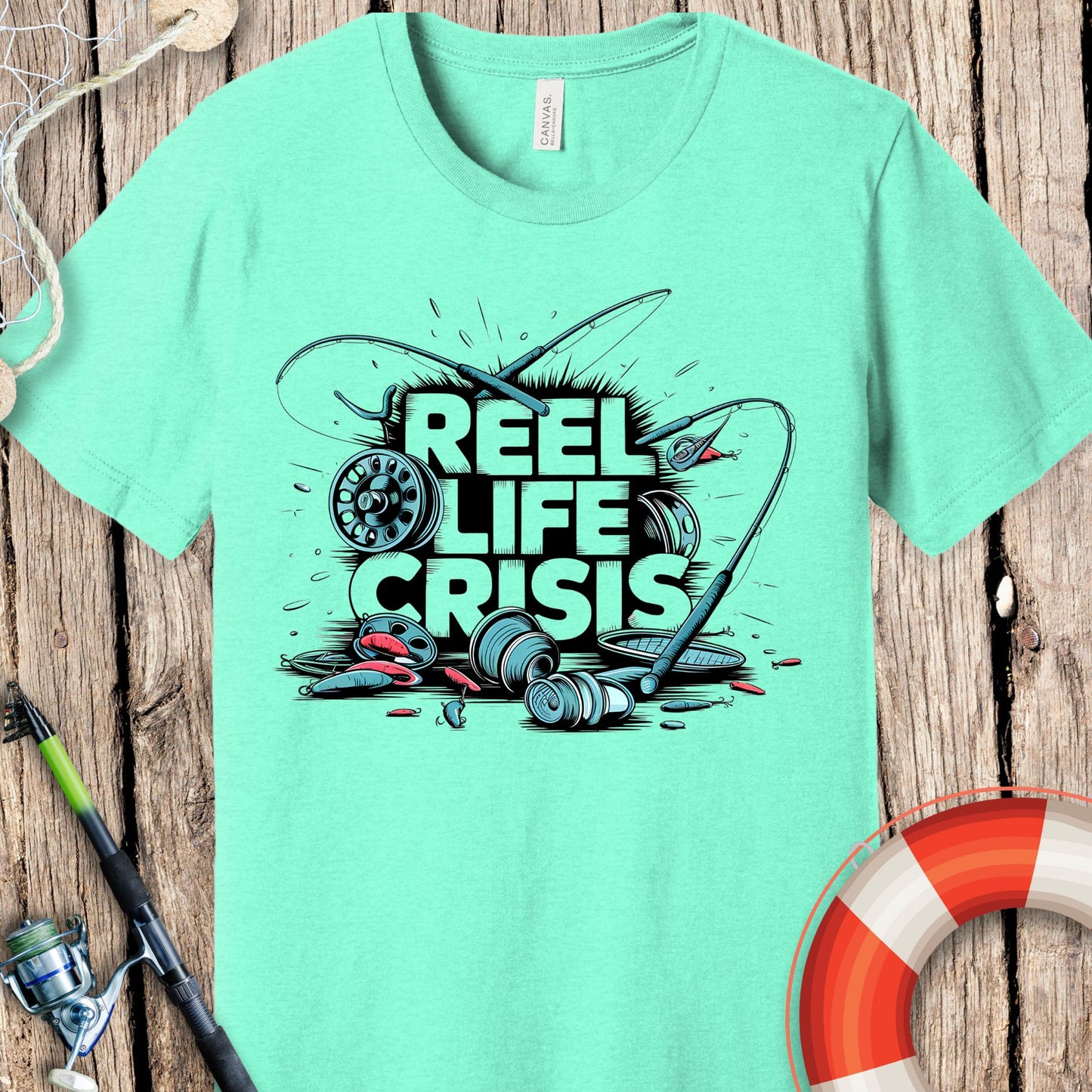 Reel Life Crisis Fishing T-Shirts