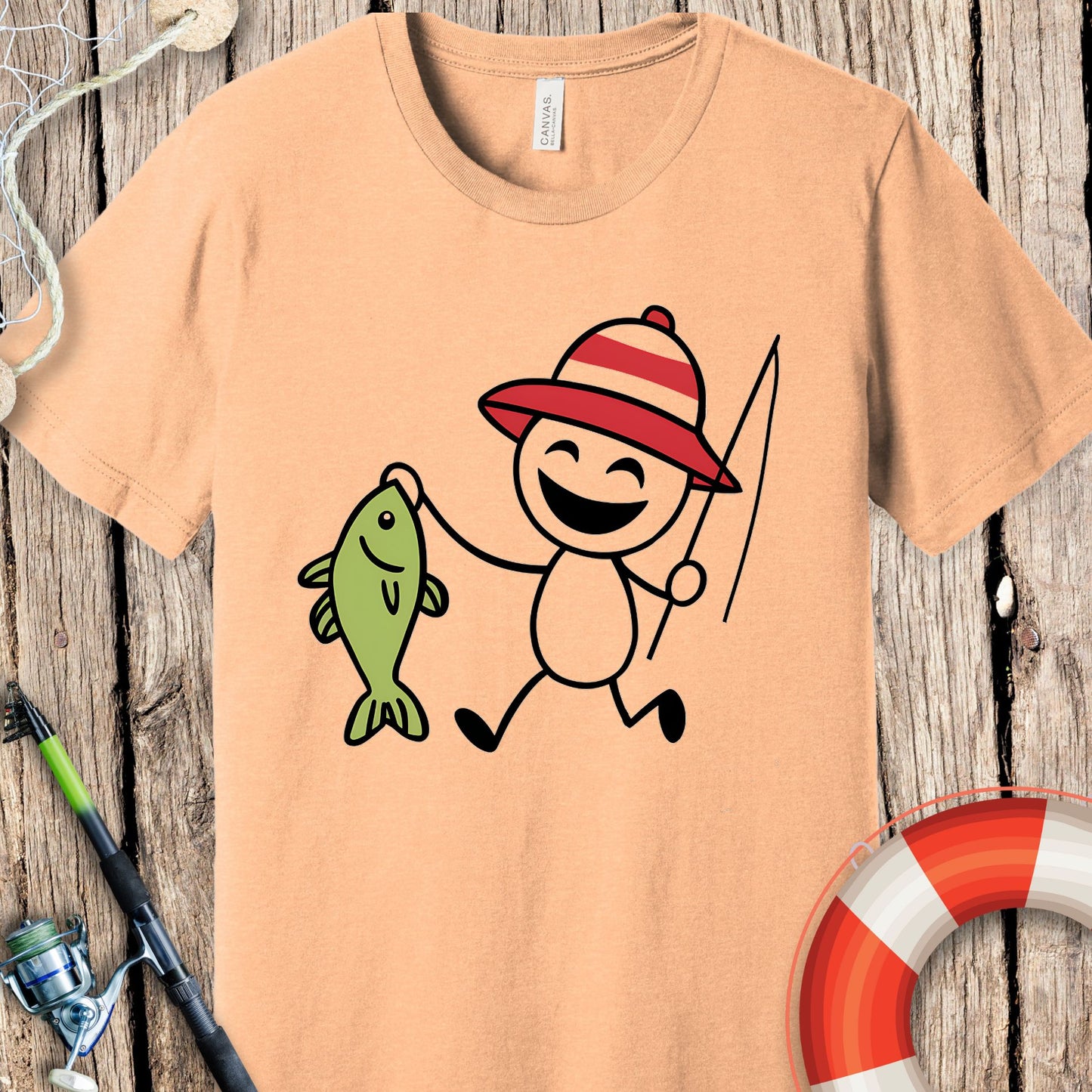 Stick Man Fishing T-Shirt