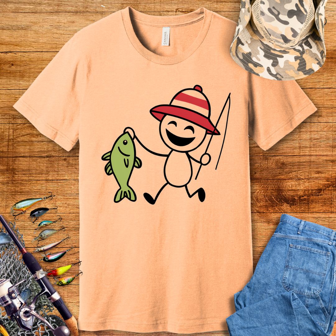 Stick Man Fishing T-Shirt