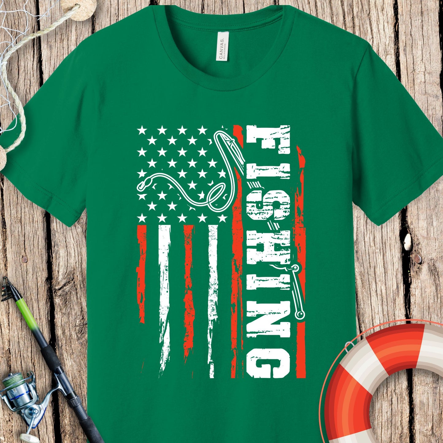 American Flag Fishing T-Shirt