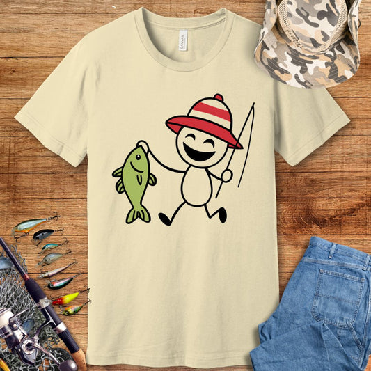 Stick Man Fishing T-Shirt