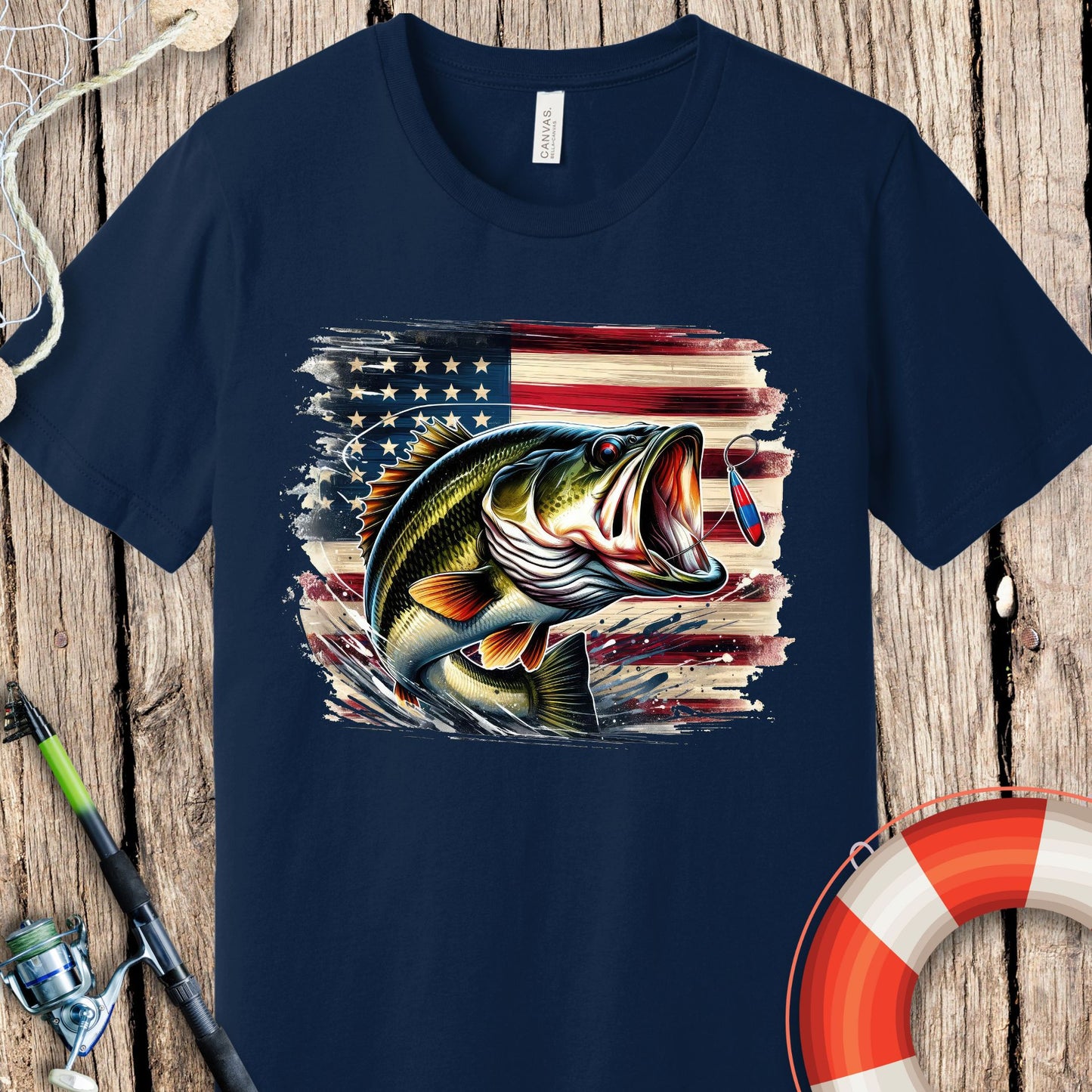 Fish American Flag T-Shirt