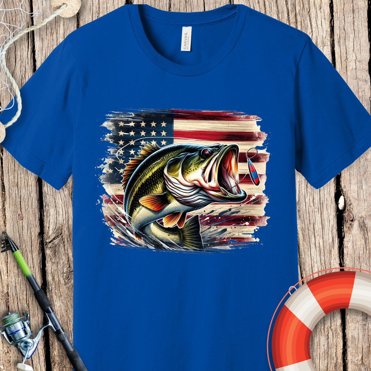 Fish American Flag T-Shirt